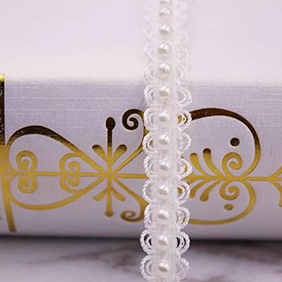 FQTANJU 5 Yards Faux Pearls Lace Ribbon Applique Pearl Fringe for Wedding  Party Decoration, Home Deco, Lamp Shade, Costume, Lvory.