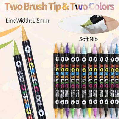 Acrylic Markers Arrtx 32 Colors Fine & Brush Dual Tips Permanent