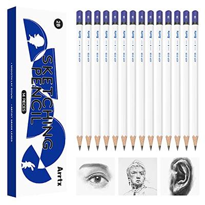 Professional Drawing Sketching Pencil Set - Brusarth 14 Pieces Art Drawing Graphite Pencils 12B, 10B, 8B, 6b24b22b2b, HB, 2H, 4H, 6H, Sketching