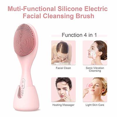 Silicone Facial Cleansing Brush 3 Designs, Beomeen 4 in 1 Handheld