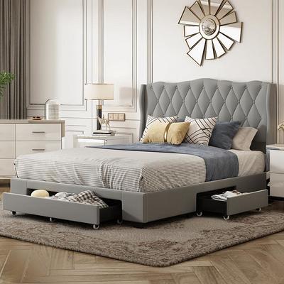 Kingfun Tbfit Tufted Upholstered Queen Size Bed Headboard in Modern Button  Design, Adjustable Solid Wood Head Board, Premium Linen Fabric Padded