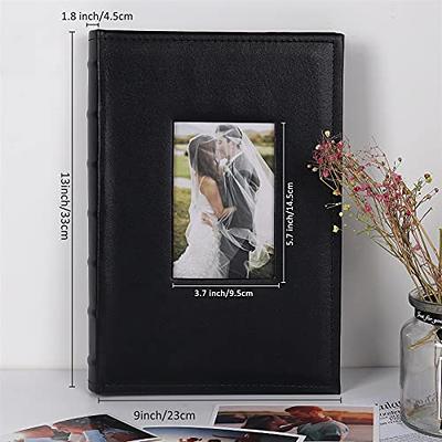 RECUTMS Photo Album 4x6 600 Photos Black Pages Large Capacity Leather Cover Wedding Family Photo Albums Holds 600 Horizontal