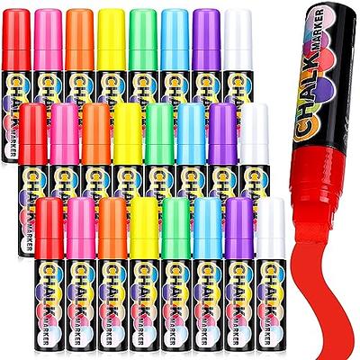 8 Colored Jumbo Chalk Markers - 15mm Neon Erasable Window Markers