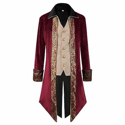 Steampunk Men Coat Halloween Steampunk Costume Vintage Victorian Uniform  Middle Length Punk Coat For Masquerade Vampire Costume