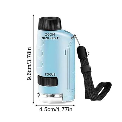 Portable Microscope for Children Pocket Microscope 60-120x Monocular with  LED 