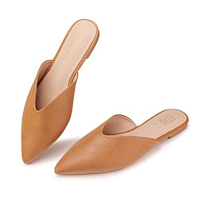  MUSSHOE Flat Shoes Women Comfortable Pointed Toe Women's Flats  with Bow,Tan 7