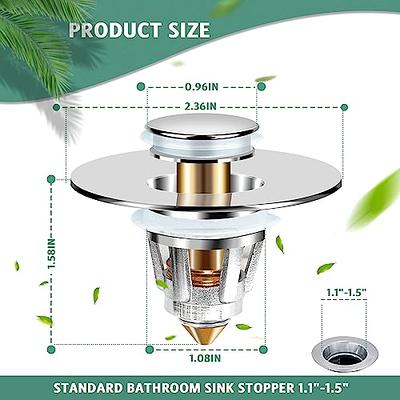 Universal Bathroom Sink Stopper, Pop-up Sink Strainer for 1.08