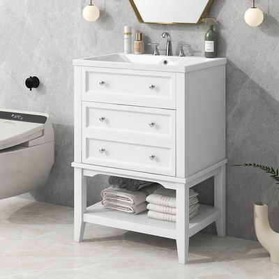  Linique 30 Modern Bathroom Vanity with Sink Combo Set, Solid  Wood Frame Bathroom Storage Cabinet with 2 Soft Closing Doors and a Drawer,  Multifunctional Storage, White : Tools & Home Improvement