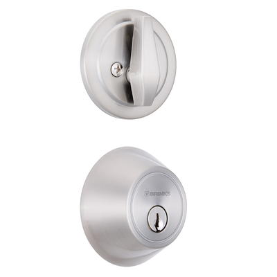 Brinks, Keyed Entry Tulip Doorknob and Deadbolt Combo, Satin