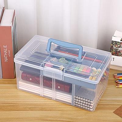 BTSKY 2 Layer Clear Plastic Dividing Storage Box with Removable Tray  Multipurpose Stationery Storage Box with Handle Portable Sewing Box Art  Craft Supply Organizer Home Utility Box (Big Blue) - Yahoo Shopping