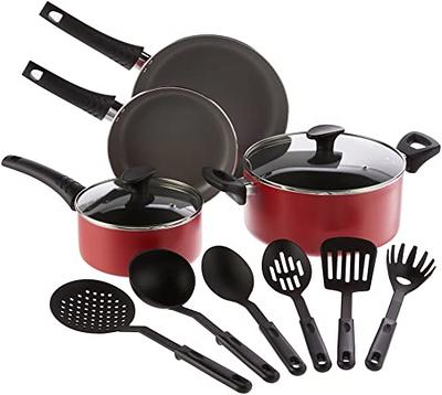 Nutrichef 16pc. Clad Kitchen Cookware Set with Nylon Utensils