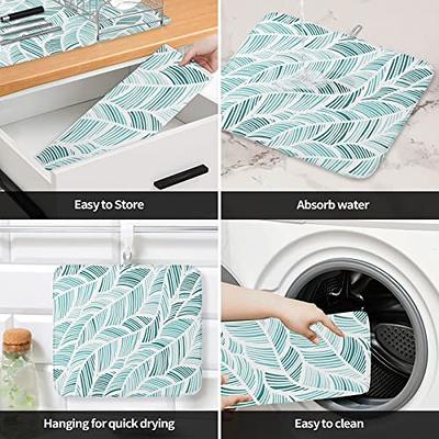 Dish Drying Mat for Kitchen Counter,Summer Beach Teal Leaf Absorbent Dish  Drainer Mats Fast Dry,Blue Green Wave Abstract Art Washable Microfiber  Dishes Draining Pad for Sink - Yahoo Shopping