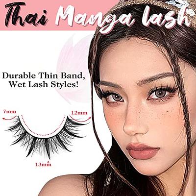 Anime Lashes With Clear Band Korean Lashes Natural Look 13mm Korean  Eyelashes Wispy Anime Eyelashes 10 Pairs False Lashes Japanese Korean  Natural