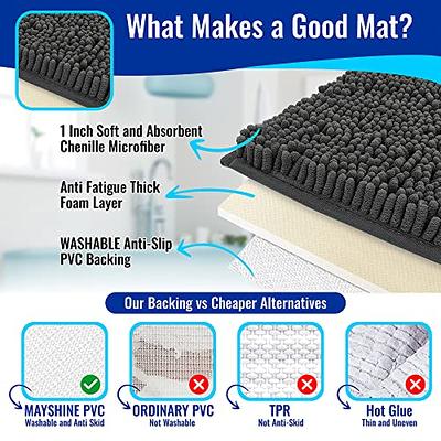 Extra Large Plush Microfiber Non Slip Soft Bathroom Rug, Absorbent Machine  Washable Chenille Bath Mat, Quick Dry Shag Carpet, Great for Bath, Shower,  Bedroom, or Door Mat, Gray, 20 x 32 