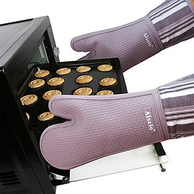 Alselo Silicone Oven Mitts Heat Resistant 550 Degree Extra Long