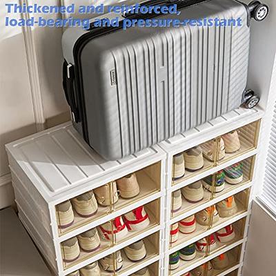 AOHMPT Foldable Storage Box - Clear Stackable Shoe Organizer with Lids -  Large 6 Layer Shoe Rack Cabinet