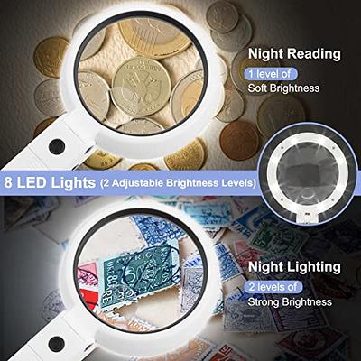 Handheld 25x 10x Magnification Magnifying Glass with LED Lights - Ideal for  Elderly People, Reading Newspapers, and Repair Work