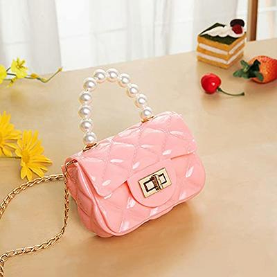 Classic Jumbo Pearl Handle Quilted Jelly Handbags w/Golden Chain