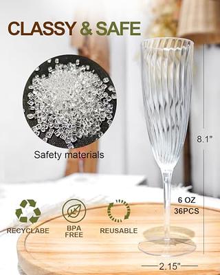 6 pcs 9 oz Stemless Plastic Champagne Flutes - Disposable Glasses