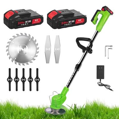 Cordless Weed Wacker String Trimmer, Electric Weed Eater Brush Cutter with  3 Types Blades, Adjustable Height Grass Trimmer/Edger for Garden and Yard