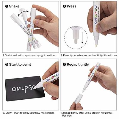 ONUPGO White Liquid Chalk Markers Pens 2 Pack, Chalk Markers for Chalkboard  Signs, Windows, Blackboard, Glass - Kid Safe, Non-Toxic, Water-Based,  Dustless & Erasable