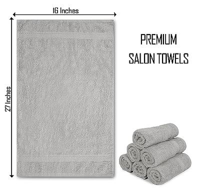 Cotton Salon Towels (24-Pack,Dark Grey,16x27 inches) - Soft Absorbent Quick Dry Gym-Salon-Spa Hand Towel (Gray) (100%