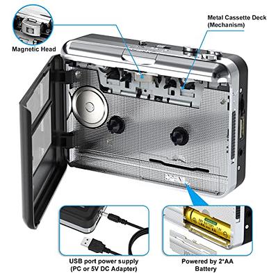 Riptunes Portable Cassette Recorder Player, Tape to USB Audio Music Digital  Converter, Retro Shoebox Tape Recorder with USB Player, Cassette-MP3