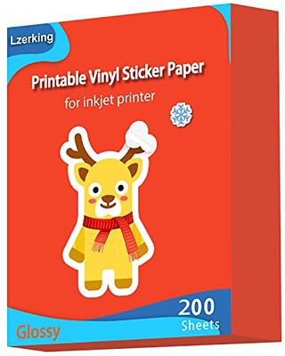 Glossy Printable Vinyl 200 Sheets for Inkjet Printer Sticker Paper