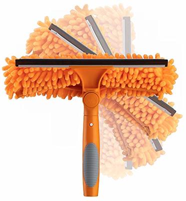 Window Squeegee and Microfiber Scrubber, 2 in 1 Window Cleaning