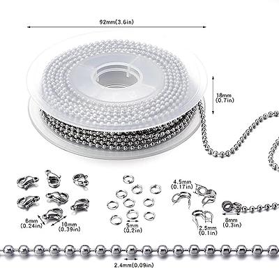 Ball Bead Chain Stainless Steel 33ft Beaded Chain Necklace Chains For  Jewelry Making Diy With 200pcs Matching 2.4mm Bead Connector Clasps