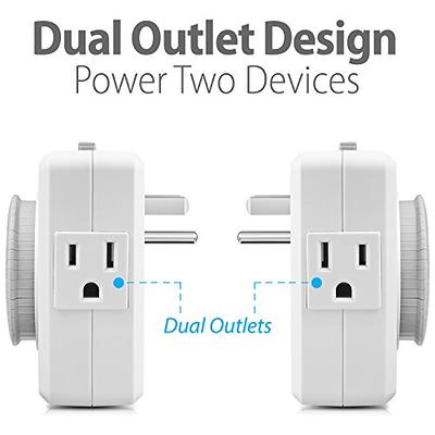 24 Hour Timer Outlet Fosmon 3-Prong Dual Plug-In Mechanical Grounded ETL Listed