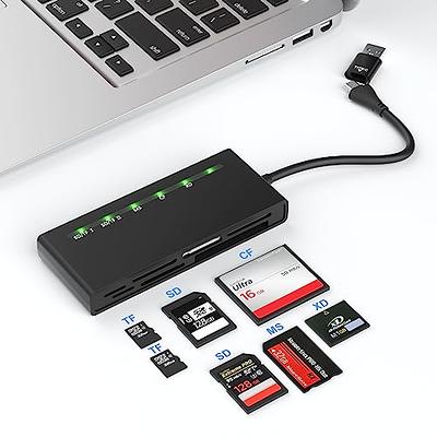  USB C USB3.0 Multi Card Reader Hub, SD/XD/TF/CF/MS Card Slot  with 3 USB3.0, 8 in 2 Memory Card Reader/Adapter/Hub for SD SDXC SDHC CF  CFI XD MS TF Micro SD Micro