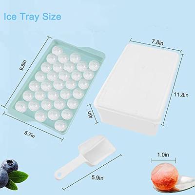 Round Ice Cube Tray with Lid and Bin for Freezer, 3 Pack Round Ice Cube Tray Making 1.2in x 99pcs Sphere Ice Chilling Cocktail Whiskey Tea & Coffee