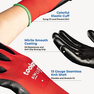 toolant Work Gloves for Men 12 Pairs, Nitrile Work Gloves with Grip,  Touchscreen Gloves for Warehouse, Mechanic, Construction, Gardening,  Woodworking, Oil Resistant, Machine Washable (Blue & Red, L) - Yahoo  Shopping
