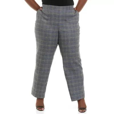 Kasper Women's Plus Size Wide Leg Plaid Pants, Blue, 1X - Yahoo Shopping