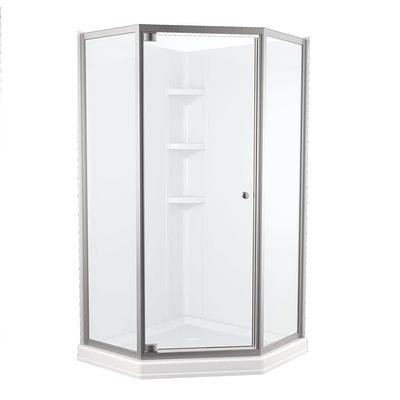 38'' Direct-to-Stud Corner Shower Wall Set in High Gloss White