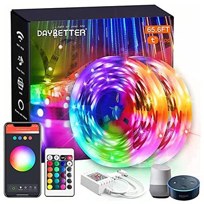 hyrion 25ft Smart Led Strip Lights for Bedroom, Sound Activated Color  Changing with Alexa and Google, Music Sync RGB Led Lights with App  Controlled