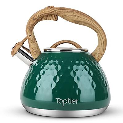 Tea Kettle, Toptier Teapot Whistling Kettle with Wood Pattern Handle Loud  Whistle, Food Grade Stainless Steel Tea Pot for Stovetops Induction Diamond  Design Water Kettle, 2.7-Quart Dark Green - Yahoo Shopping