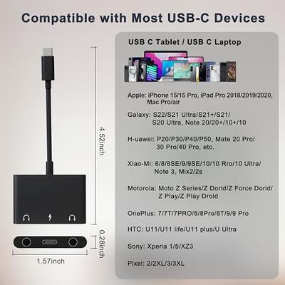UWECAN iPad Headphone Splitter, 3 in 1 USB C Headphone Adapter with USBC to  3.5mm