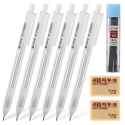 Bewudy 6PCS Mechanical Pencils with 60 PCS HB Refill, 0.5mm Transparent Pen  Shell Pencils Novelty Retractable Pencil Aesthetic Artist Pencil Drafting