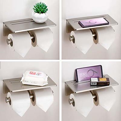 Double Toilet Paper Holder With Phone Shelf, Modern Style