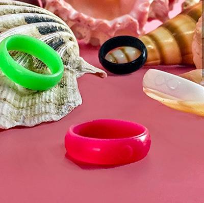 KUSI Silicone Wedding Ring Set for Women, Size 6, Black, Green Glow in The  Dark, White, Hot Pink, Silicone Band 4 Pack Rings - Yahoo Shopping