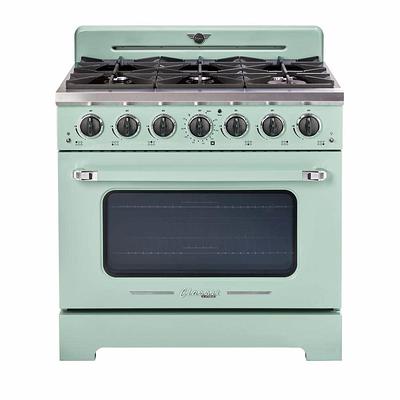 Unique Classic Retro 30 inch 3.9 cu/ft Freestanding 5-Element Electric Range with Convection Oven, Green