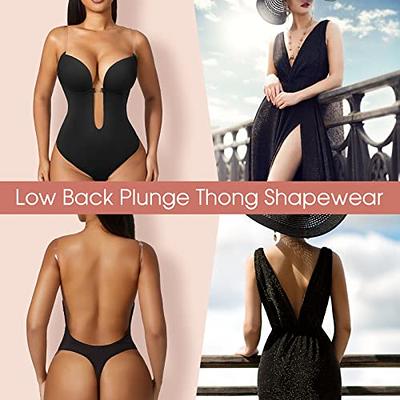 Women Shapewear Backless Body Bra Shaper Womens Plus Size Plunge Invishaper  Low Back Thong Bodysuits Open Crotch Daily Use(Black M) - Yahoo Shopping