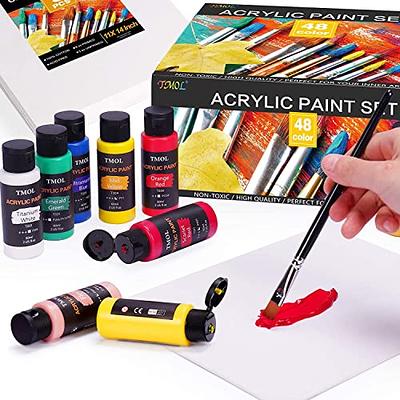 Acrylic Paint Set, 48 Colors (2 oz/Bottle) with 12 Art Brushes, Art  Supplies for Painting Canvas, Wood, Ceramic & Fabric, Rich Pigments Lasting  Quality for Beginners, Students & Professional Artist - Yahoo Shopping