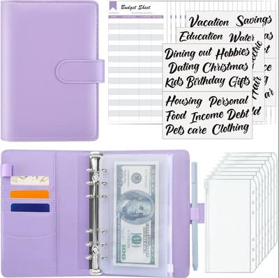 A6 Budget Binder for Money Saving Binder, PU Leather Budget Planner with  Cash Envelopes, Budget Sheets & Rose Gold Category Stickers, Budget Wallet