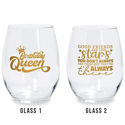 Personalized Wine Glasses for Women - Custom Cute Wine Glass Gifts for Her,  Mom, Best Friend, Sister, Teacher, Wife Monogrammed Queen Novelty Wine