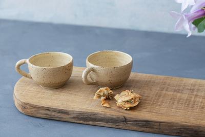 Demitasse Espresso Cups and Saucers with Pink Cherry Blossoms, Set