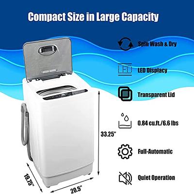 Panda Portable Washing Machine 10 LBS Capacity, Fully Automatic 1.34 Cu.ft.  Top Load Portable Washer with Built-in Drain Pump, Compact Laundry Washer