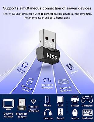 GAROGYI USB Bluetooth 5.3 Adapter for PC Supports Windows 11/10/8.1/7,Plug  &Play For Win11/10, Mini 5.3+EDR Bluetooth Dongle Receiver&Transmitter for